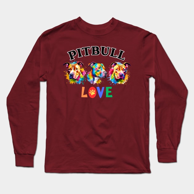 Pitbull LOVE Long Sleeve T-Shirt by Doodle and Things